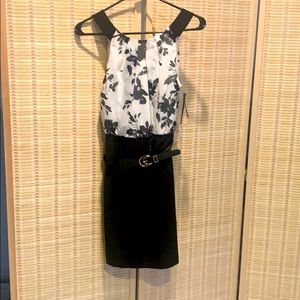 White and black floral dress